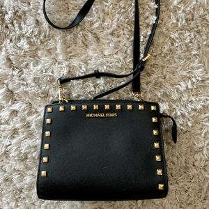 MICHAEL KORS black gold studded crossbody
